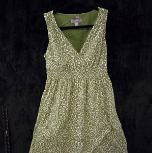 Green and white floral dress